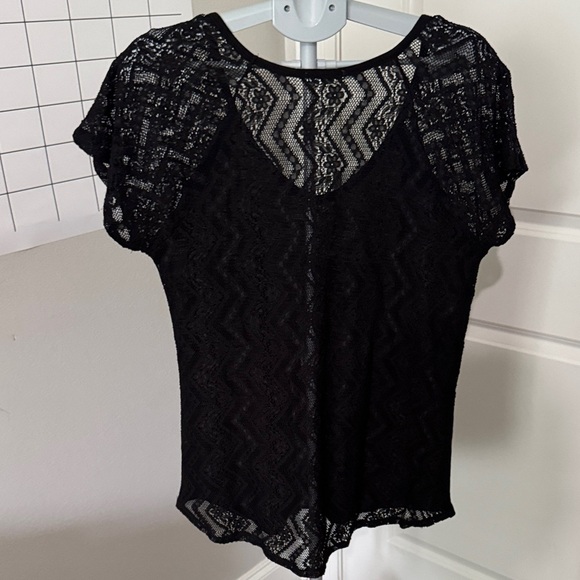 Maurices Black Lace Short Sleeve Blouse - Picture 4 of 6